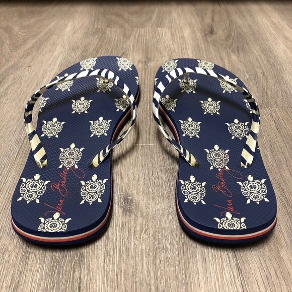 Vera Bradley Size 7/8 Turtle Flip Flops Red White and Blue Patriotic Sandals - Picture 6 of 8